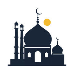 Mosque vector silhouette, Islamic religious building illustration, Downloadable graphic for ramadan and eid designs