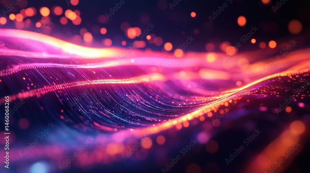 Poster hyper-realistic holographic interface with light streaks, background wallpaper ai generated image