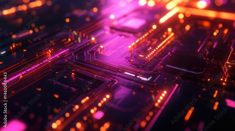 Poster hyper-realistic holographic interface with light streaks, background wallpaper ai generated image