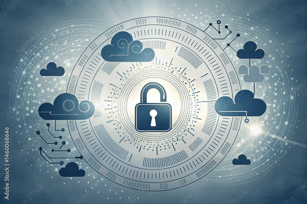 Poster secure cloud computing data protection and network security concept