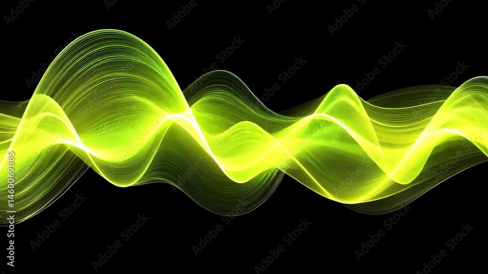 Poster dynamic abstract green wave patterns evoking energy and light in vibrant visuals
