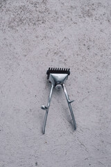 Manual hair clipper isolate. classic hairdressing tools. traditional hairdressing art