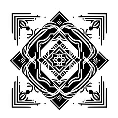 Geometric Art Deco Ornament in Black & White - Vector