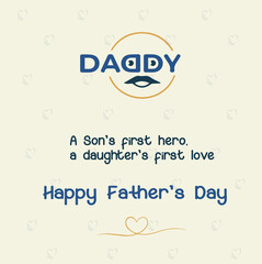 Happy fathers day card with special text,Happy Father's Day banner template with heart background.