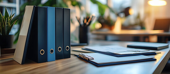 Two binders containing procedures and policies are located on the office desk.