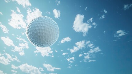 Golf ball soaring through a vibrant sky