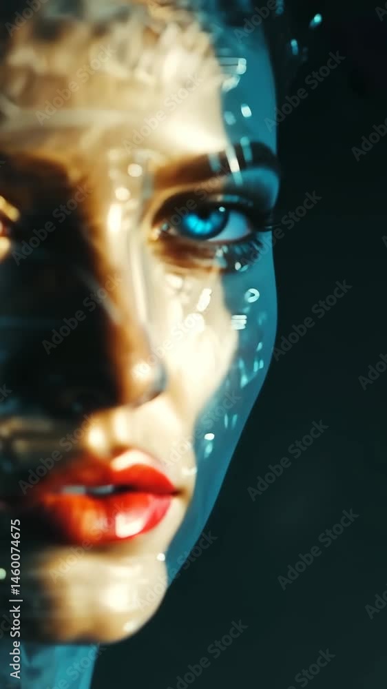 Aufkleber digital portrait of a human like ai character with intricate details and emotive expression in a cre