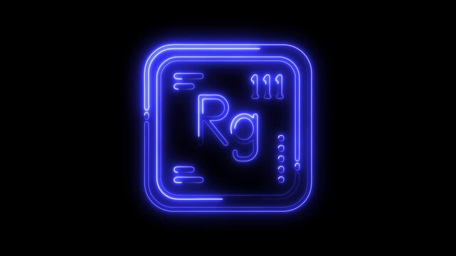 Roentgenium rg element neon style glow periodic table symbol animation