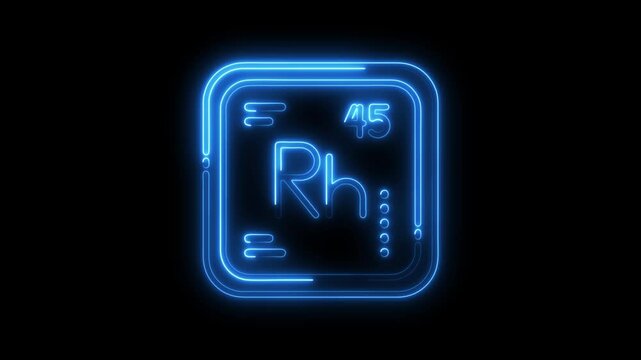 Rhodium element periodic table neon style futuristic glowing animation rh atomic number