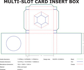 Multi Slot Card Insert Box Die Cut Template With Dimensions Blueprint
