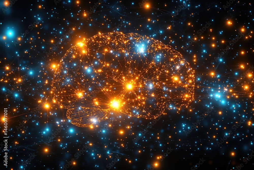 Aufkleber digital representation of a brain in space.