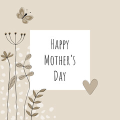Happy Mother’s Day - Schriftzug in englischer Sprache - Alles Gute zum Muttertag. Quadratische...