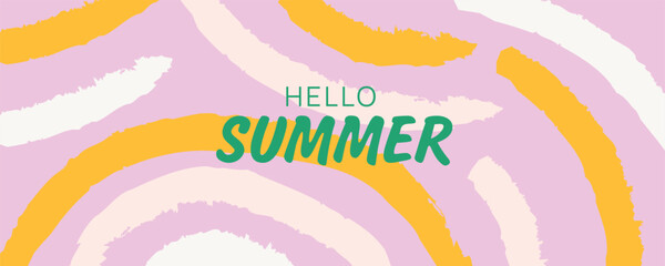 Creative abstract background in modern minimal style. Summer bright banner with artistic brush strokes. Trendy template for celebration, cover, branding, card, poster, sales