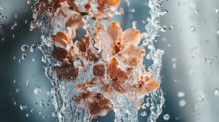 Shrimp splashing into water with bubbles for seafood concept freshness splash dynamic cooking food photography