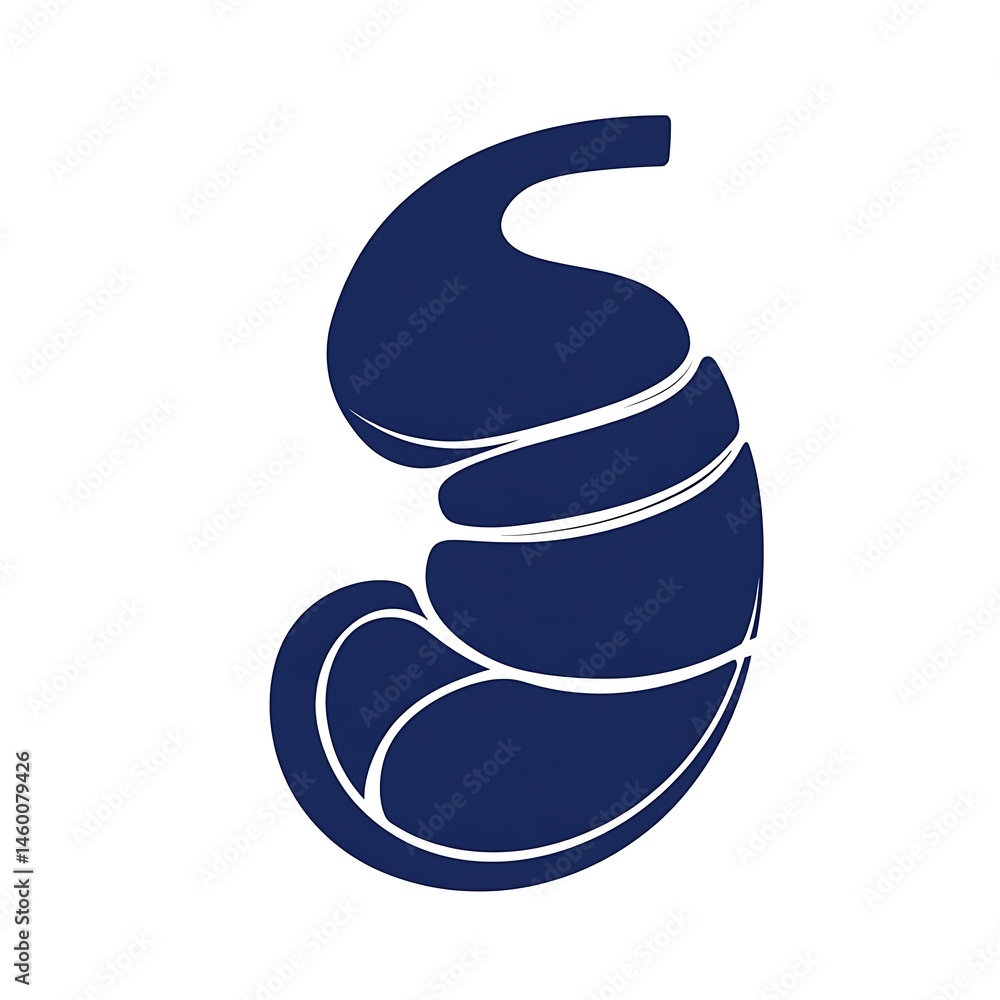 Poster abstract blue shape with layers, isolated graphic element, curvy design for backgrounds and creative