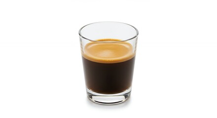 Isolated glass of dark espresso coffee drink on white background