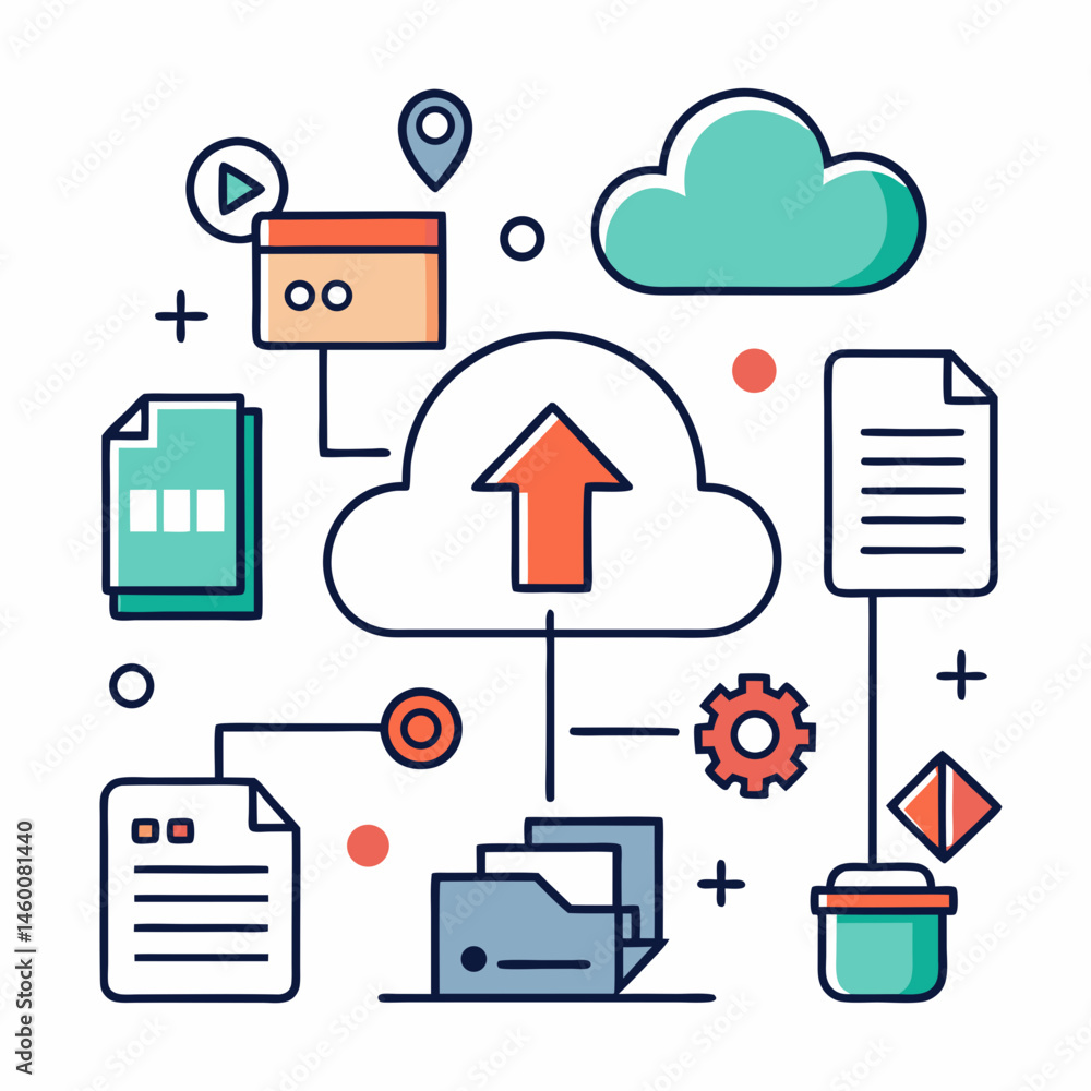 Aufkleber cloud computing icons vector icon illustration silhouette graphics design image white background