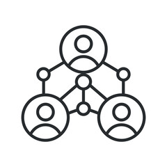 Network connection illustration three people connected to one central person