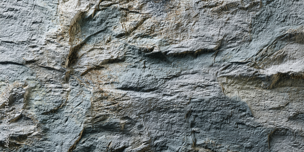 Poster grey and beige stone texture image, showing rough, uneven surface with cracks and crevices, ideal fo