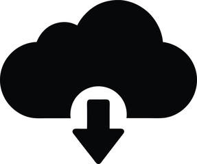 cloud download black silhouette
