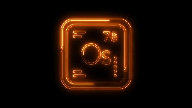 Glowing neon osmium periodic table element chemistry science displayed on black background