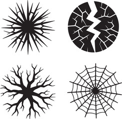 Obraz premium Crack silhouette set vector illustration isolated On Transparent Background