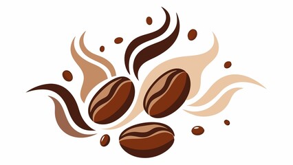 Watercolor Coffee Beans Wispy Steam Creative Art