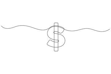 Minimal One Line Dollar Sign Vector – Continuous Line Money Symbol for Finance and Business