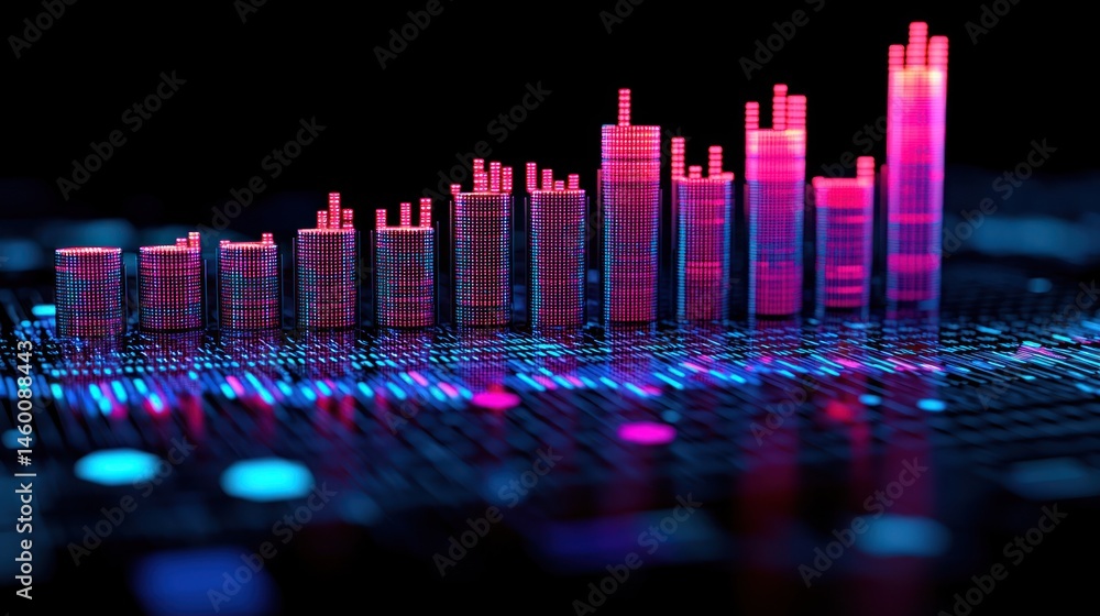 Poster abstract 3d digital graph showing growth.