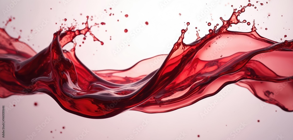Poster abstract frozen red wine splash frozen in motion. fluid texture with swirl, spray, falling liquid dr