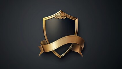 Elegant black shield with gold ribbon