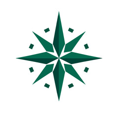 Obraz premium Compass Rose Icon in Green Illustration 