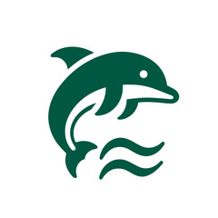 Naklejka premium Dolphin logo jumping in water graphic design 