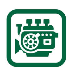 Engine icon in green color on a square background  