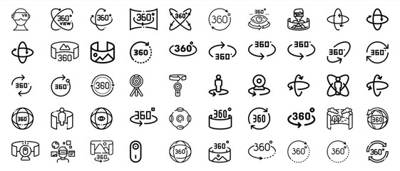 Collection of 360 degree view icons and symbols