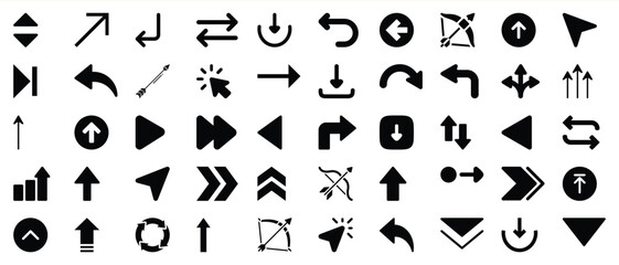 Black arrow icon set collection