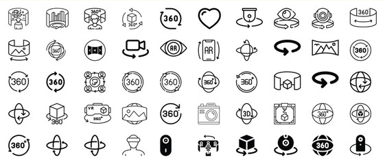 Collection of 360-degree virtual reality icons