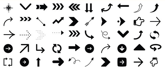Collection of black arrows pointing in different directions