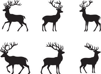 Silhouette of Deer in Different Poses A Majestic Symbol of Nature and Wildlife