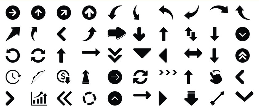 Collection of bold black arrows and directional icons