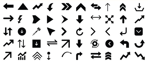Collection of vector arrow icons in various shapes and directions