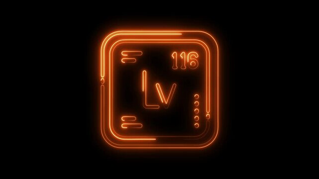 Livermorium periodic table element glowing neon light animation on black background