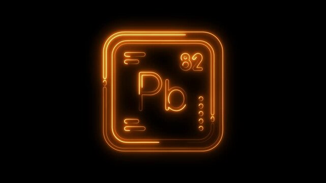 Lead element periodic table glowing neon style abstract illustration