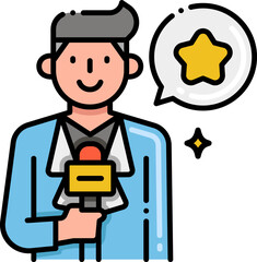 male journalist illustration on a white background     