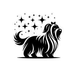 Elegant Yorkshire Terrier Silhouette with Sparkles - Logo/Icon