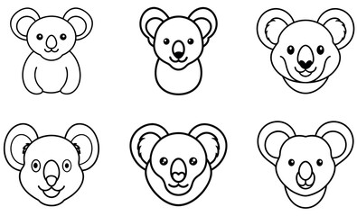 Koala Bear Line Art vector set design