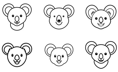 Koala Bear Line Art vector set design