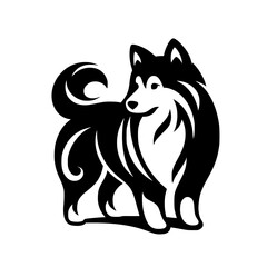 Elegant Black and White Dog Illustration - Vector Design