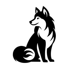 Vector Husky Logo, Minimalist Black and White Illustration