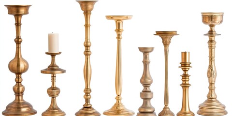 Elegant Collection of Antique Gold Candle Holders and Candelabras for Wedding Decor